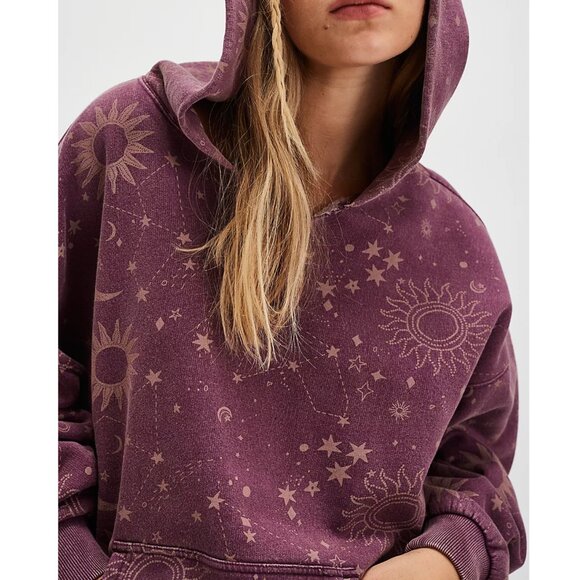 We The Free It's A Vibe Printed Hoodie Color: Plum Combo - Picture 3 of 4